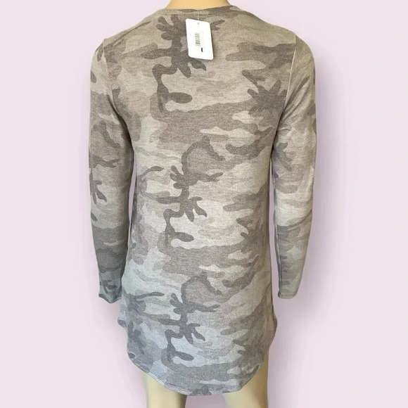 Bombom New Camouflage Long Sleeves Tunic T Shirt Knit Tops Size S Charcoal Gray - Picture 3 of 16